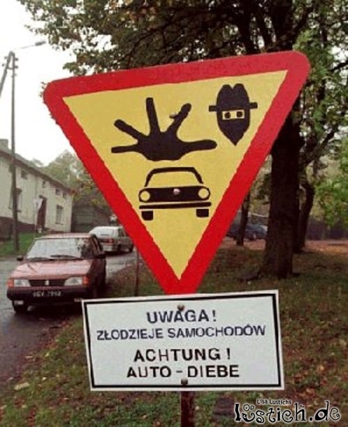 Polnisches Warnschild Polnisches Warnschild
